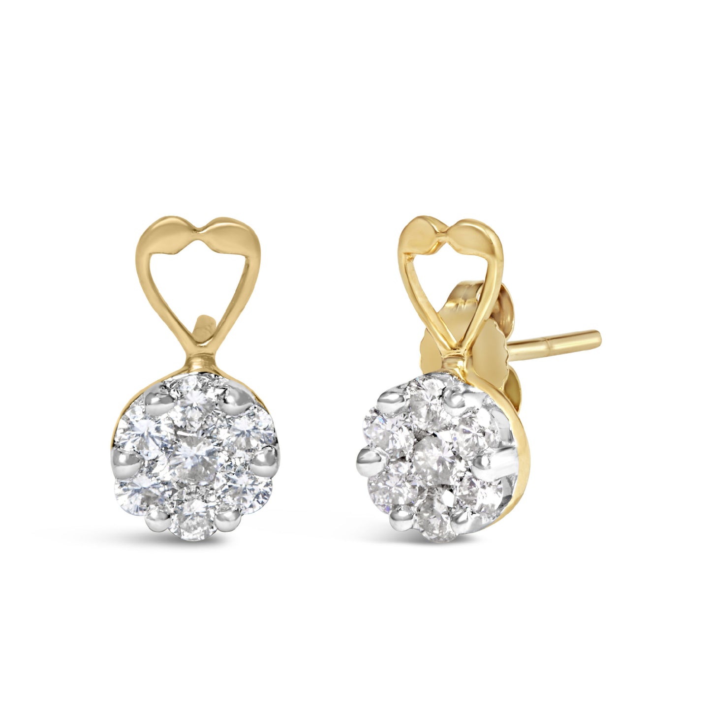 14K Yellow Gold 1ct. TDW Round-cut Diamond Earrings (I-J,SI2-I1)