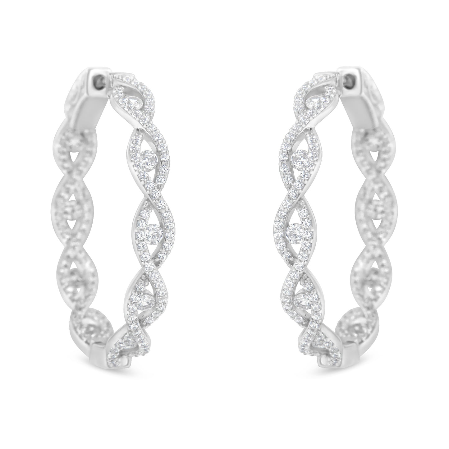 10K White Gold Diamond Hoop Earrings (1 1/2 cttw, H-I Color, I1-I2 Clarity)