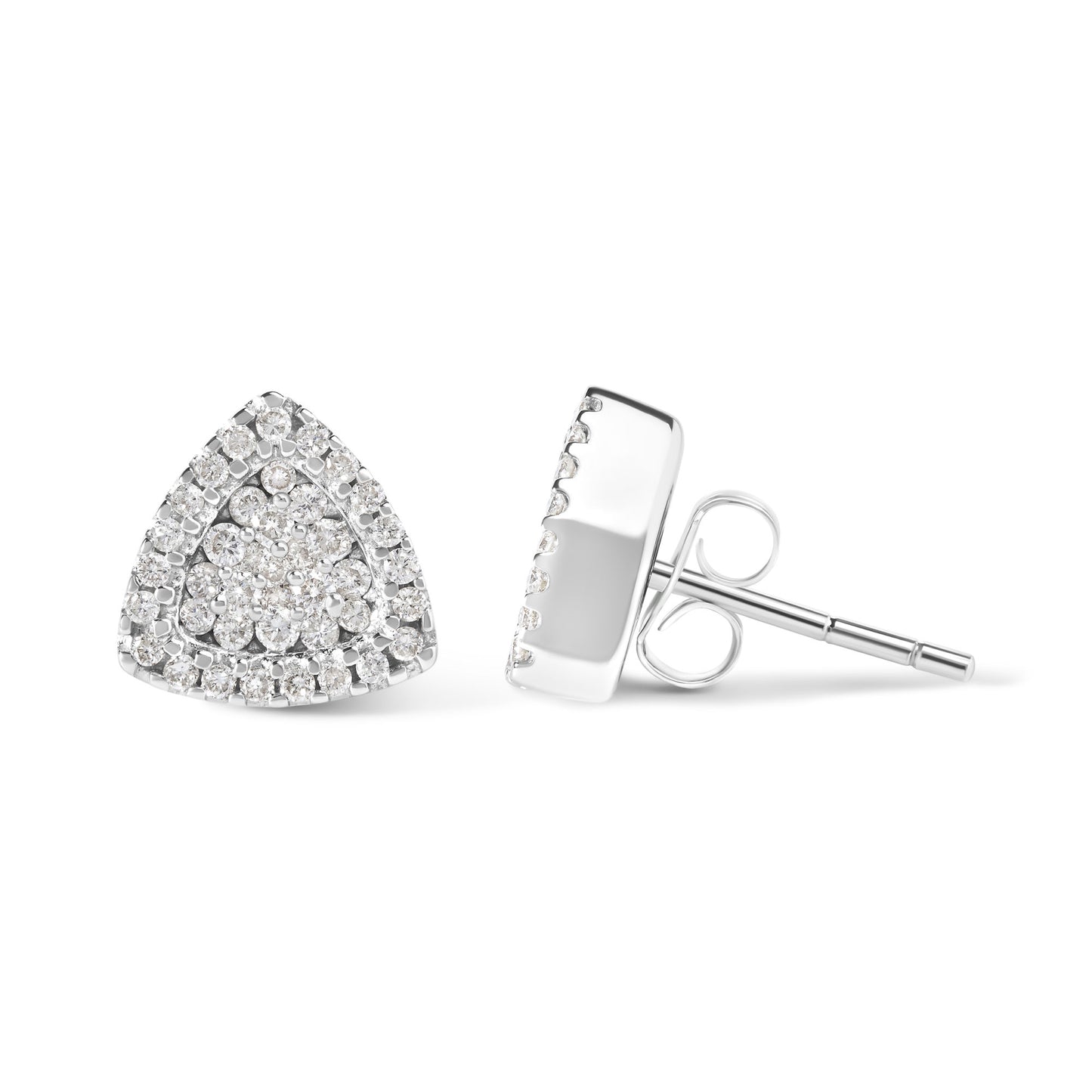 14K White Gold 1/2 cttw Trillion Shaped Diamond Stud Earrings (H-I Clarity, SI2-I1 Color)