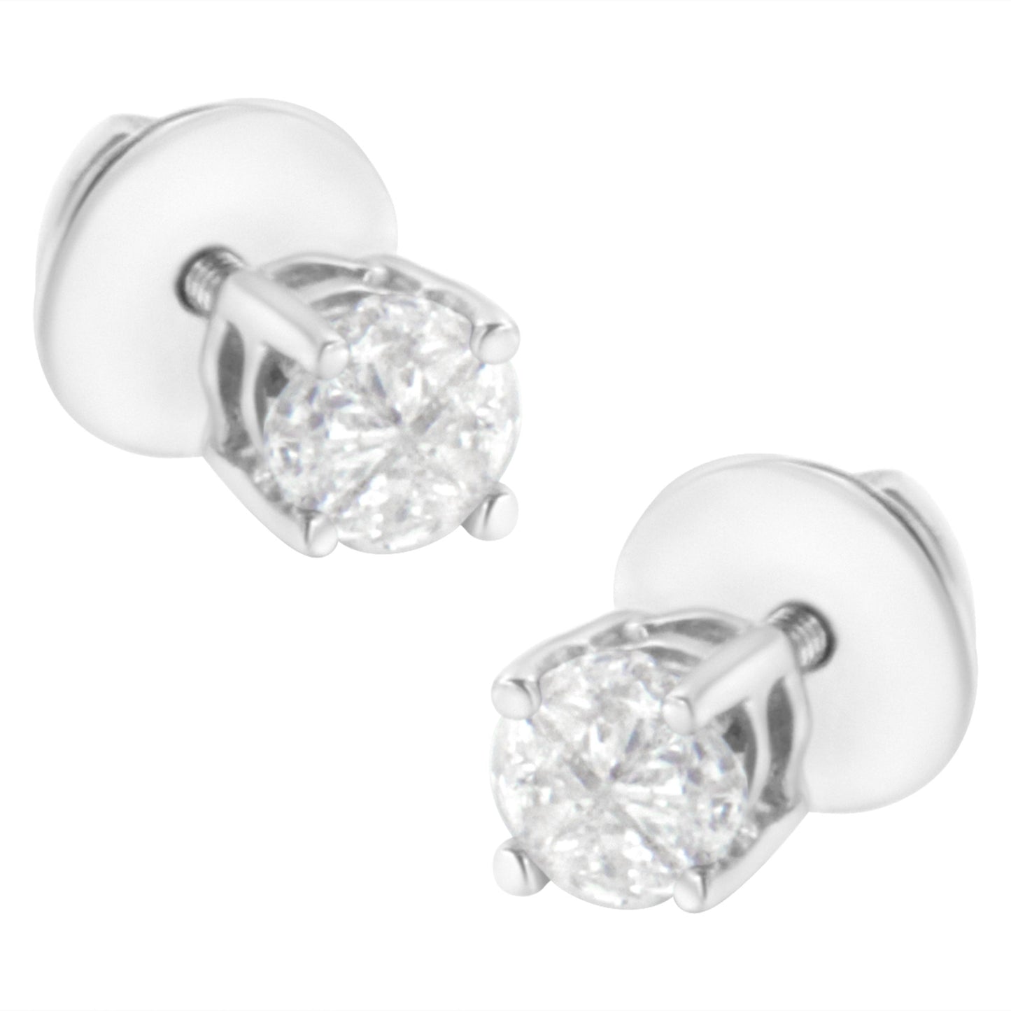 14K White Gold 1/2 Cttw Pie-Cut Diamond Solitaire Stud Earrings (H-I Color, SI1-SI2 Clarity)