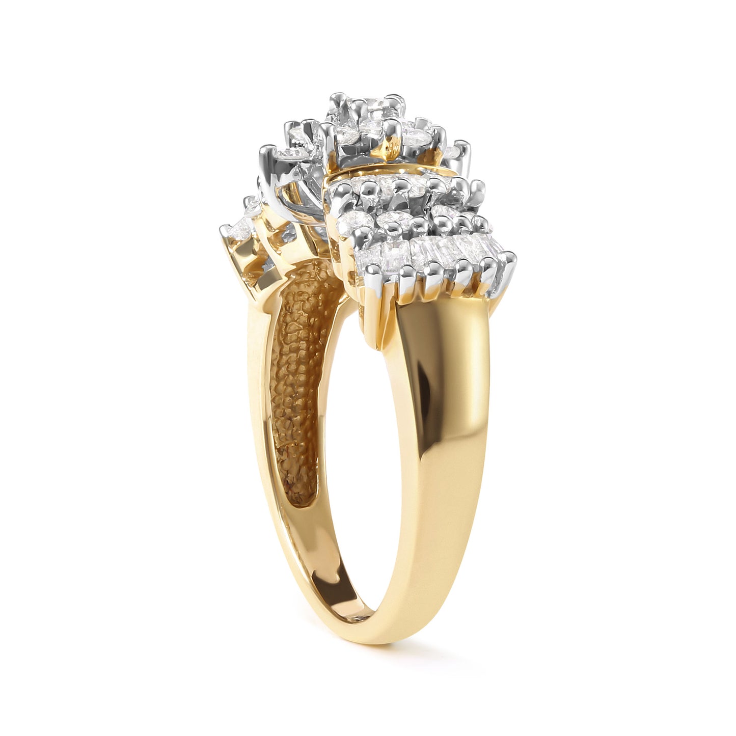 10K Yellow Gold 1.00 Cttw Diamond Starburst Ring Band (H-I Color, I1-I2 Clarity) - Ring Size 7