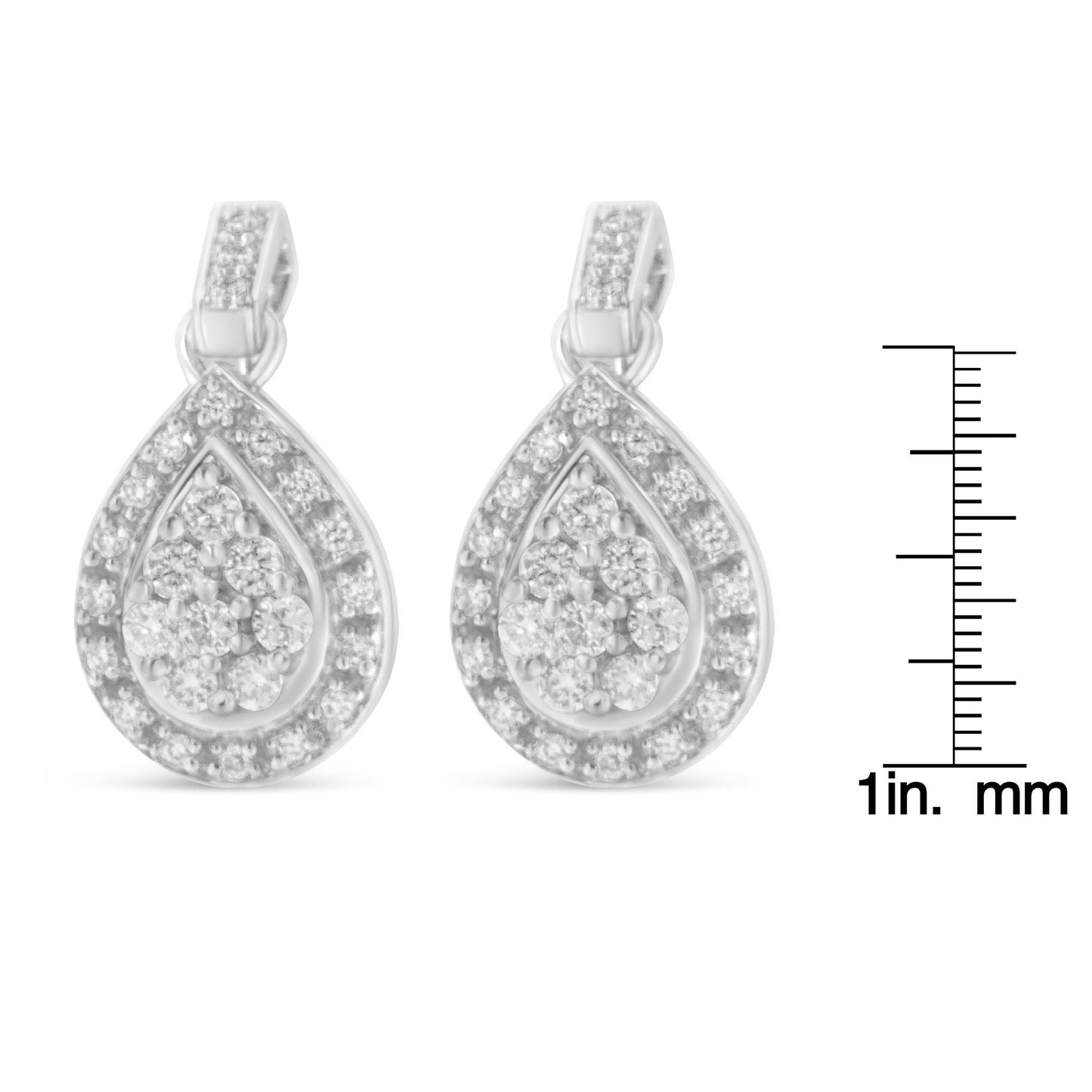 10k White Gold Round Cut Diamond Earrings (0.75 cttw, H-I Color, I1-I2 Clarity)