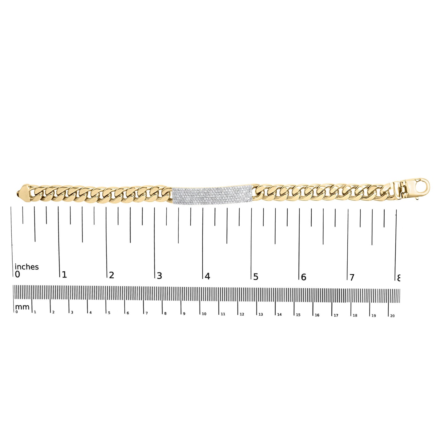 Men's 10K Yellow Gold 1 1/2 Cttw Diamond ID Cuban Bracelet (I-J Color, I2-I3 Clarity) - 8.5 Inches