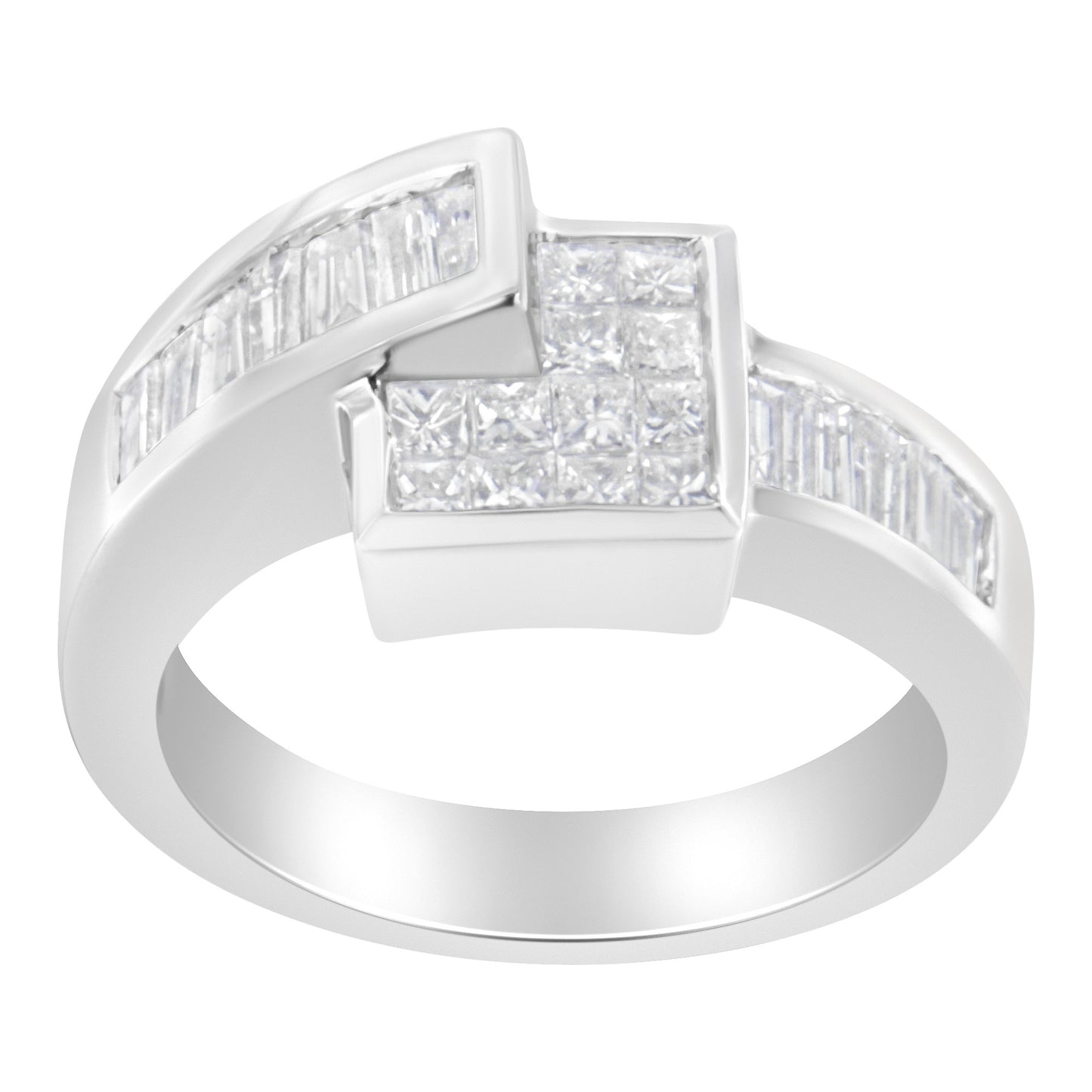 14K White Gold Princess and Baguette-cut Diamond Ring (1 1/3 Cttw, G-H Color, SI2-I1 Clarity)