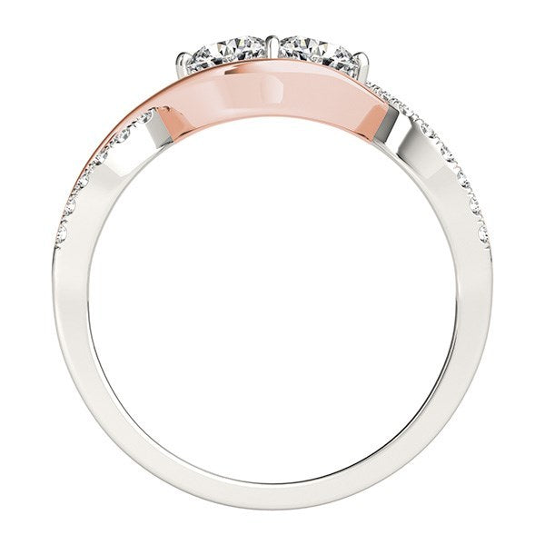 14k White And Rose Gold Infinity Style Two Stone Diamond Ring (5/8 cttw)