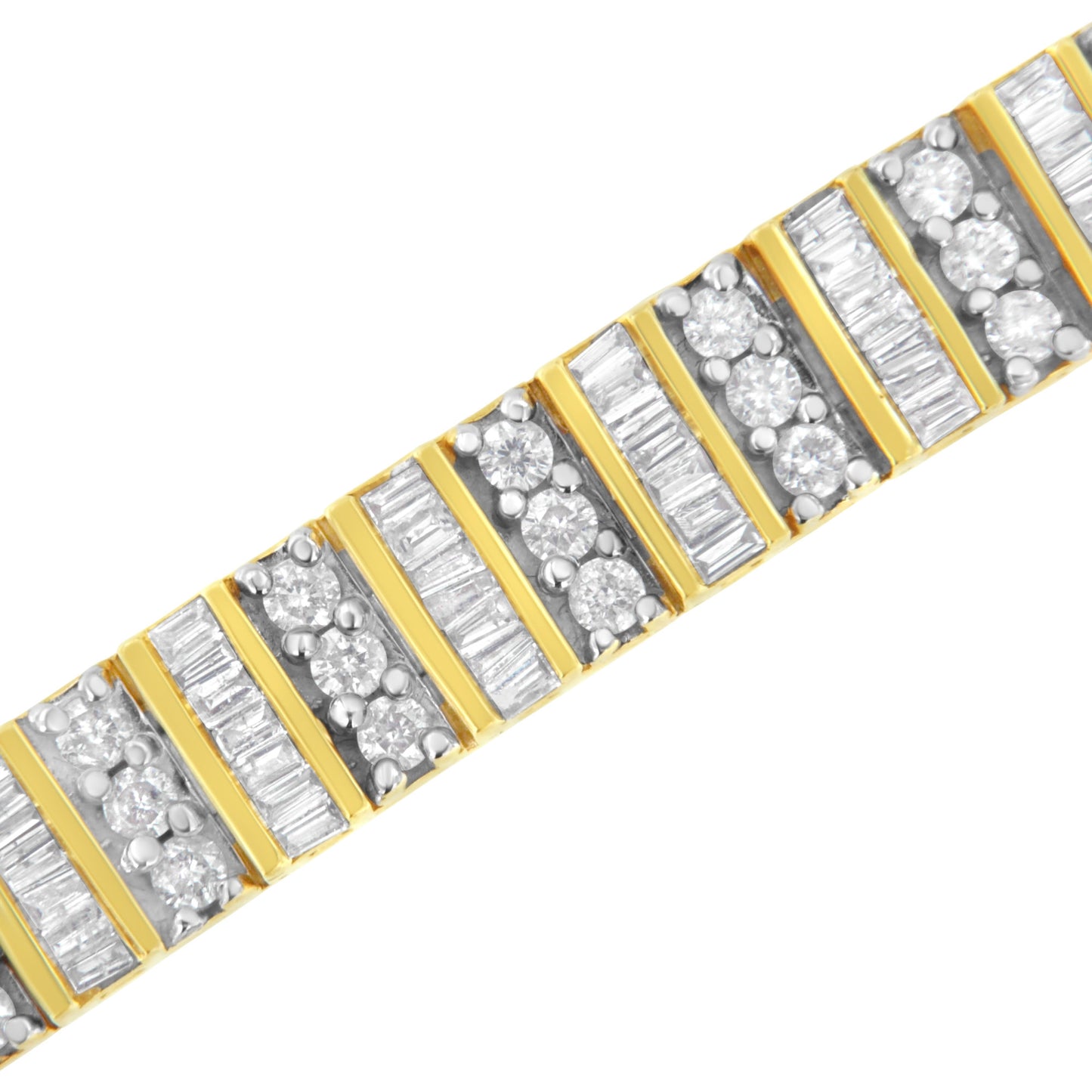 14K Yellow Gold Round and Baguette-Cut Diamond Bracelet (5.50 cttw, H-I Color, I1-I2 Clarity)