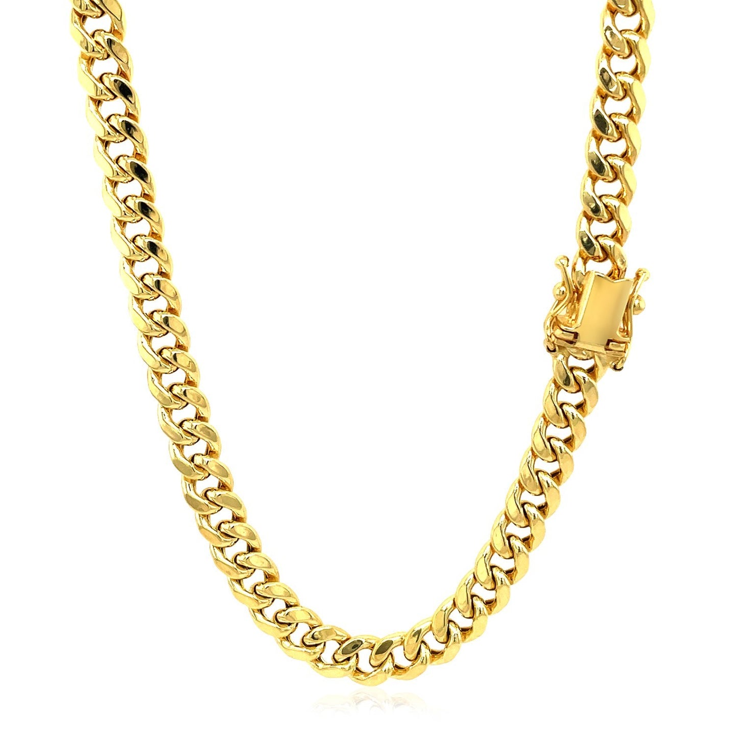 5.3mm 14k Yellow Gold Miami Cuban Semi Solid Chain