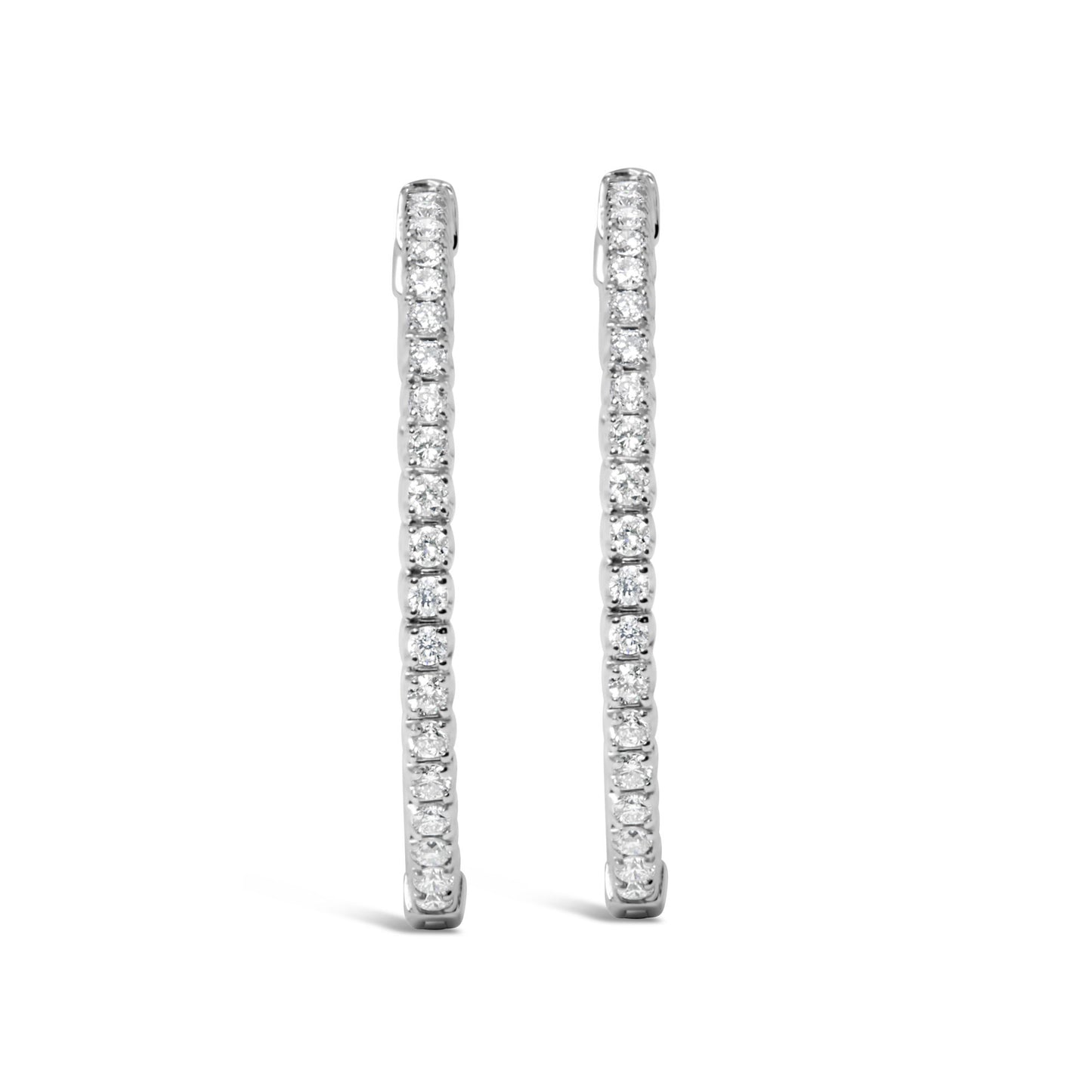 14K White Gold 1 3/4 Cttw Lab Grown Diamond Inside Out Hoop Earrings (G-H Color, VS2-SI1 Clarity)