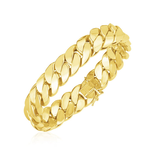 14k Yellow Gold High Polish LA Cubana Link Bracelet