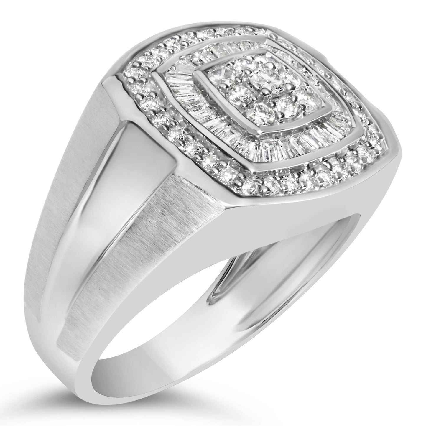 14K White Gold Men's Diamond Band Ring (1 cttw, H-I Color, SI1-I2 Clarity)