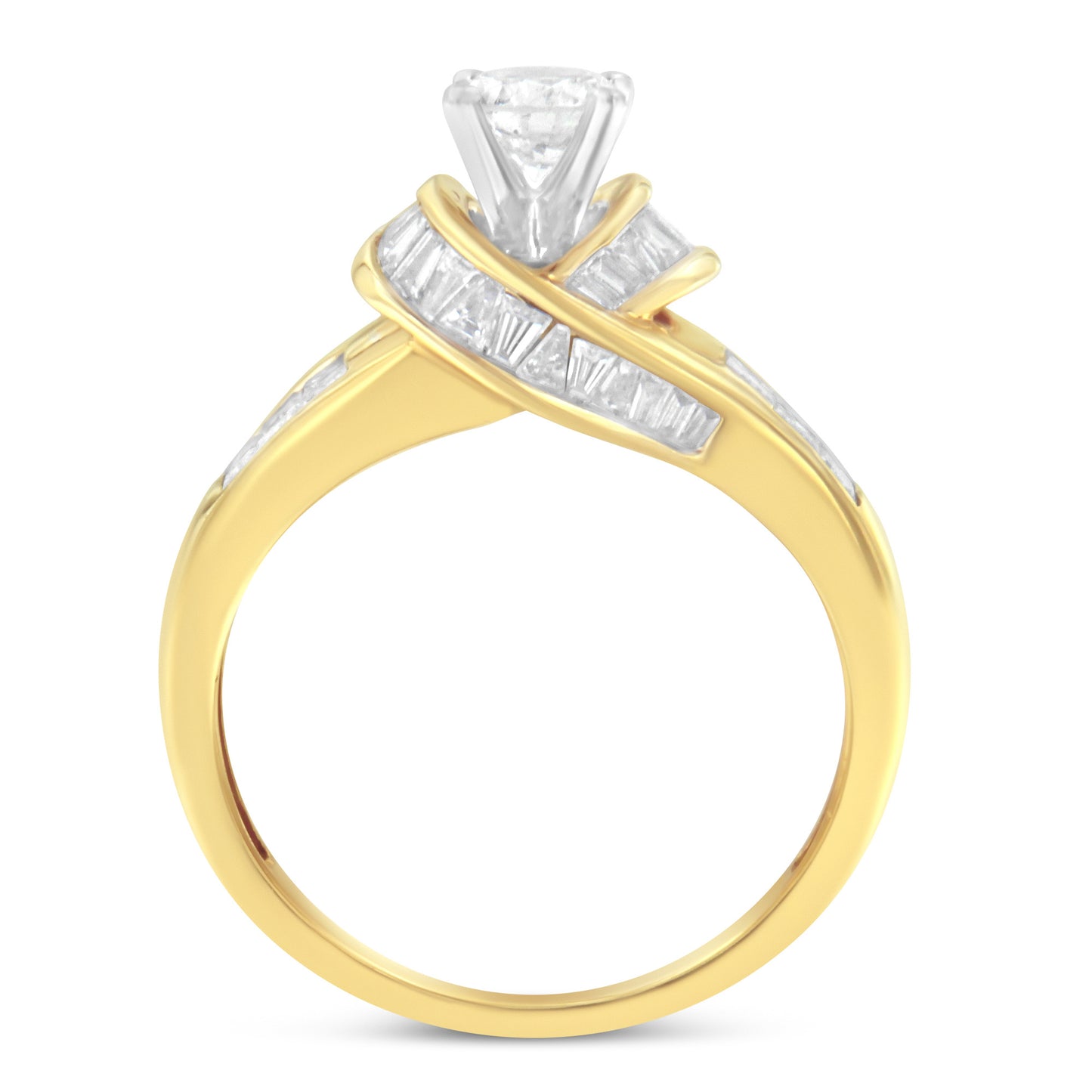 14K Two-Toned Gold Round, Baguette and Princess Cut Diamond Ring (1 1/8 Cttw, H-I Color, SI2-I1 Clarity)