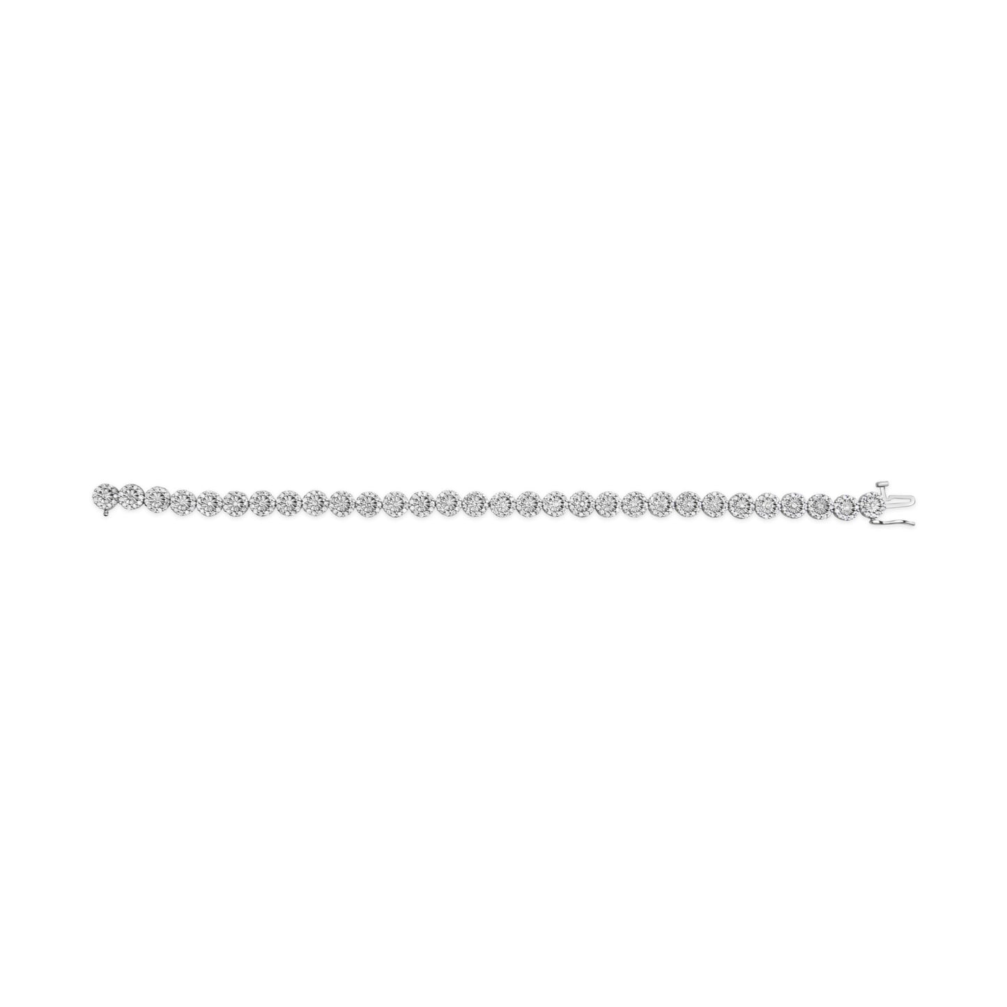 14K White Gold 2.00 Cttw Diamond Halo Link Tennis Bracelet (H-I Color, I1-I2 Clarity)