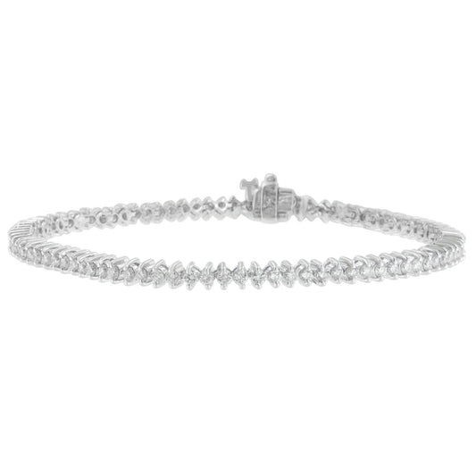 14K White Gold Round Cut Diamond Tennis Bracelet (2.00 cttw, H-I Color, SI2-I1 Clarity)