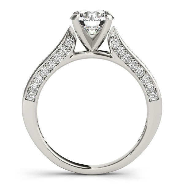 14k White Gold Round Cathedral Diamond Engagement Ring (1 1/2 cttw)