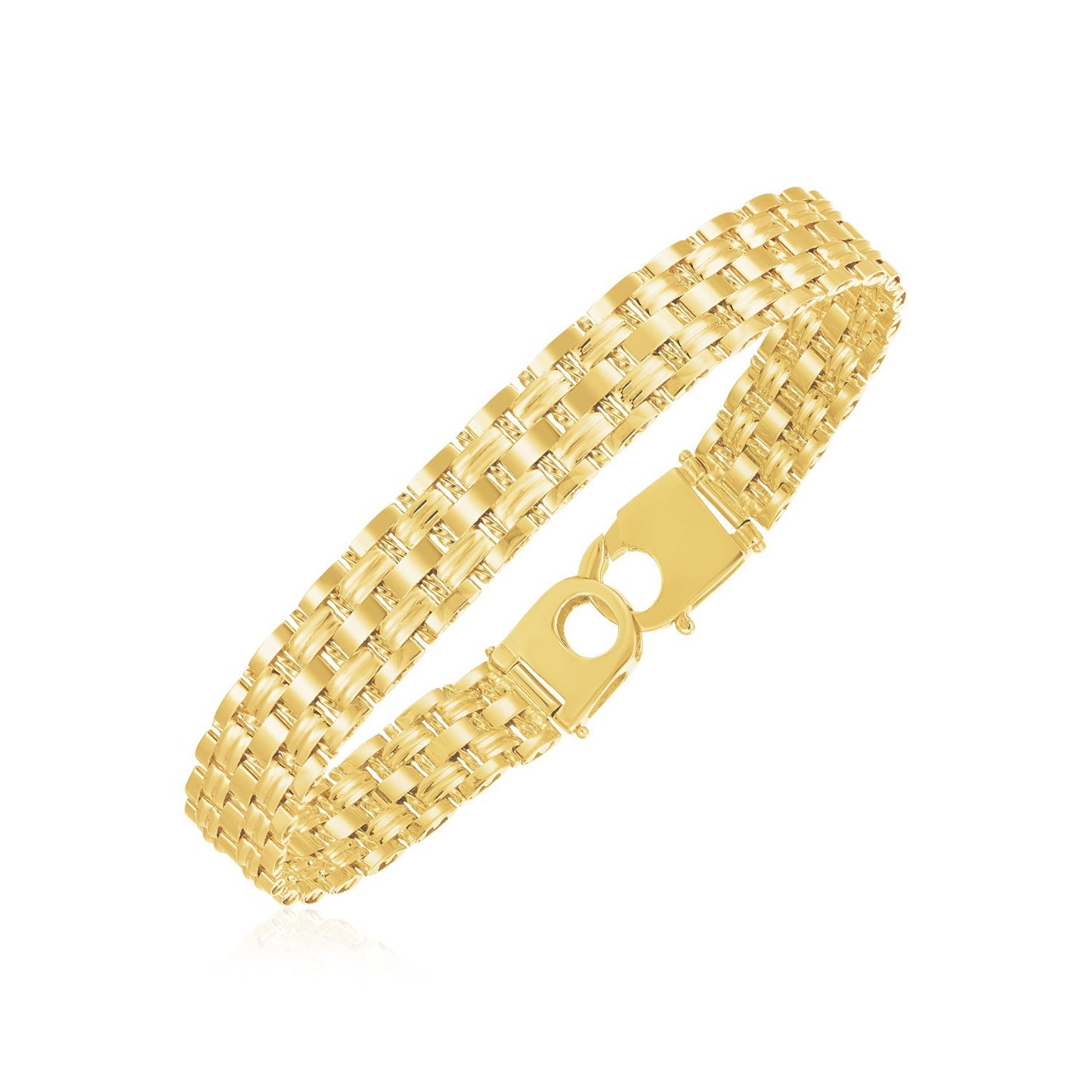 14k Yellow Gold High Polish Panther Link Bracelet (10.0mm)