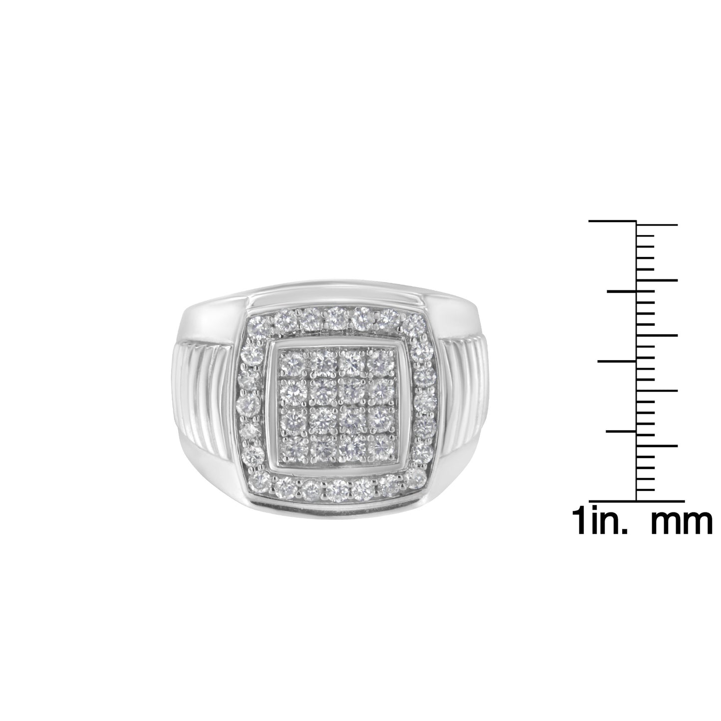 14K White Gold Men's Diamond Squared Band Ring (1 cttw, H-I Color, SI2-I1 Clarity)