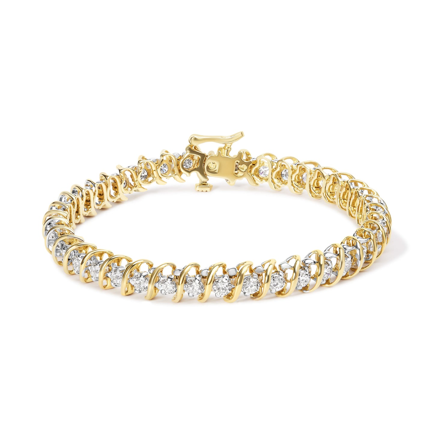 18k yellow gold round cut diamond tennis bracelet