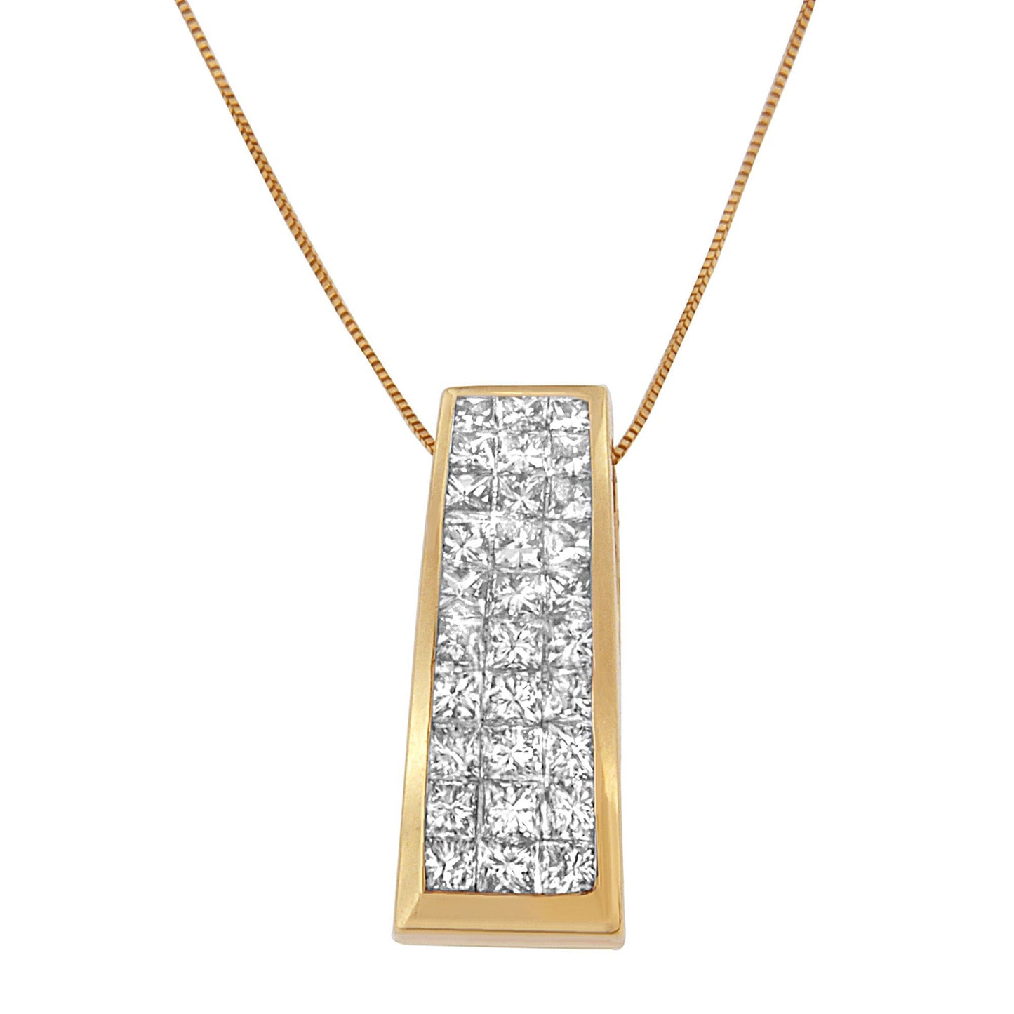 14K Yellow Gold Princess-Cut Diamond Pillar Pendant Necklace (1 5/8 cttw, H-I Color, SI1-SI2 Clarity)