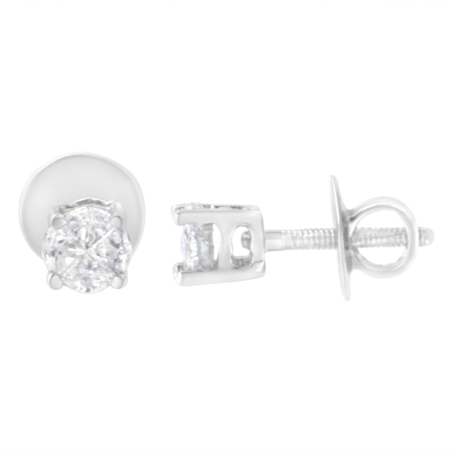 14K White Gold 1/2 Cttw Pie-Cut Diamond Solitaire Stud Earrings (H-I Color, SI1-SI2 Clarity)