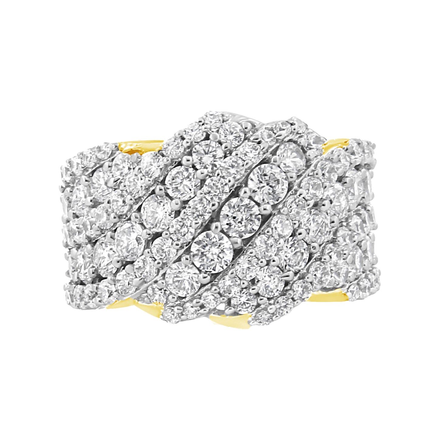 10K Gold 3.00 Cttw Diamond Multi Row Cluster Band Ring (I-J Color, I3 Clarity)