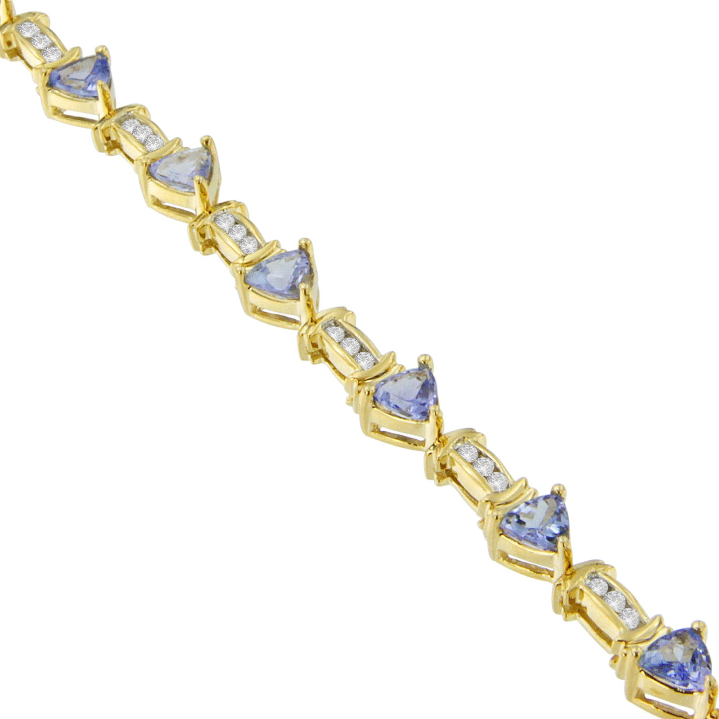 14K Yellow Gold Round-Cut Diamond and Tanzanite Bracelet (5.15 cttw, H-I Color, SI2-I1 Clarity)