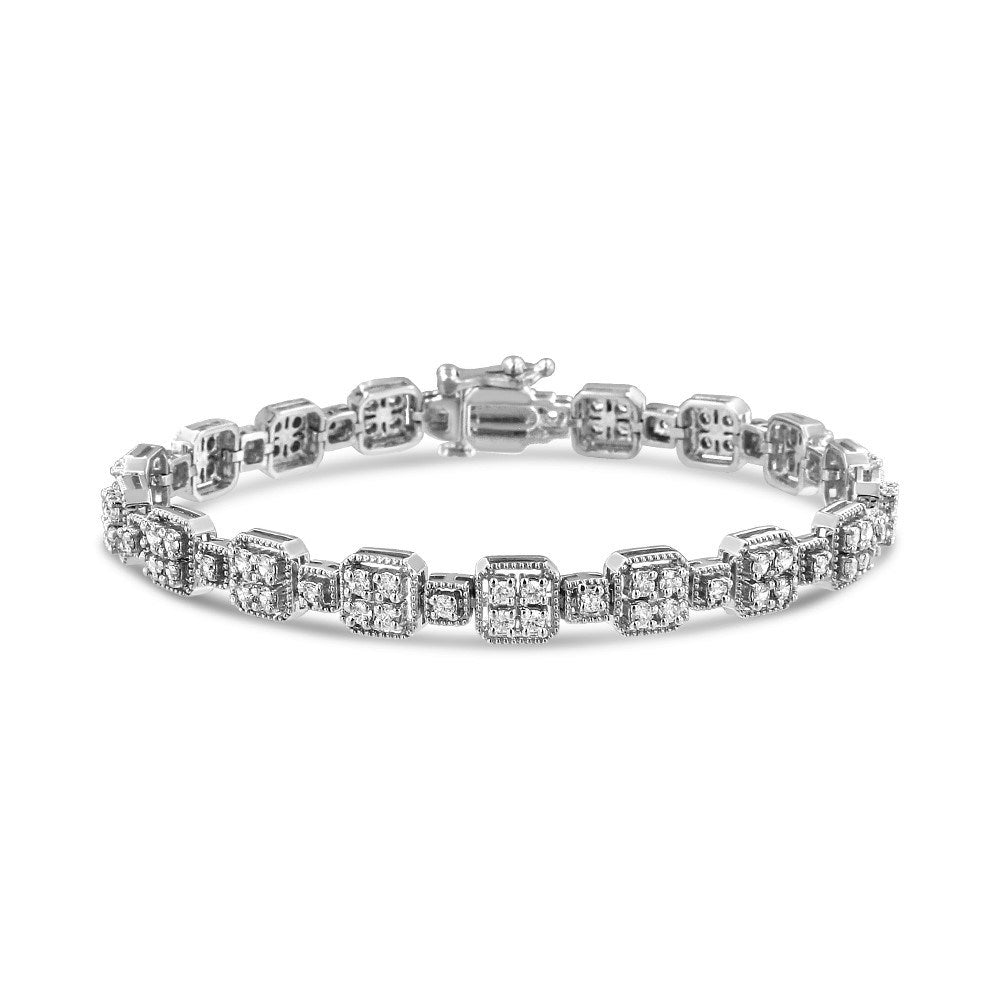 10K Gold 2.0 Cttw Diamond Square Link Bracelet (J-K Color, I2-I3 Clarity) - Size 7.25"