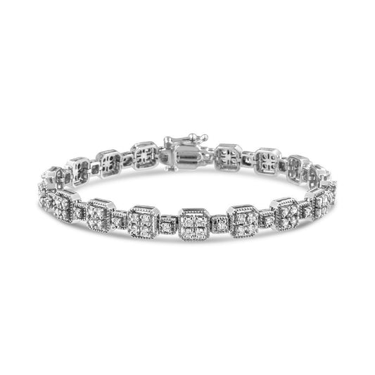 10K Gold 2.0 Cttw Diamond Square Link Bracelet (J-K Color, I2-I3 Clarity) - Size 7.25"