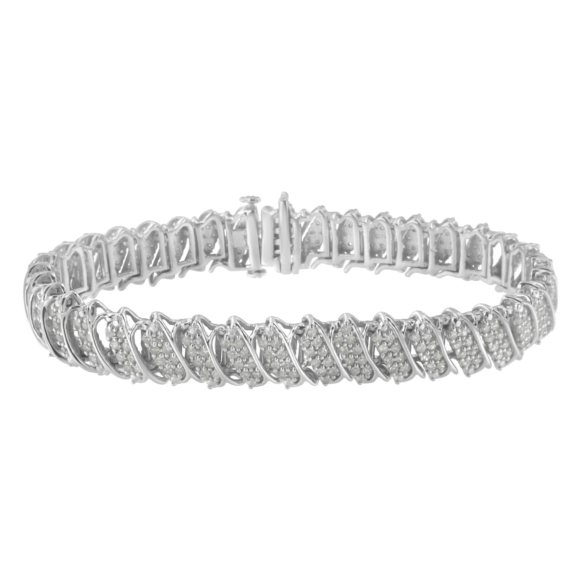 diamond multi row cluster tennis bracelet