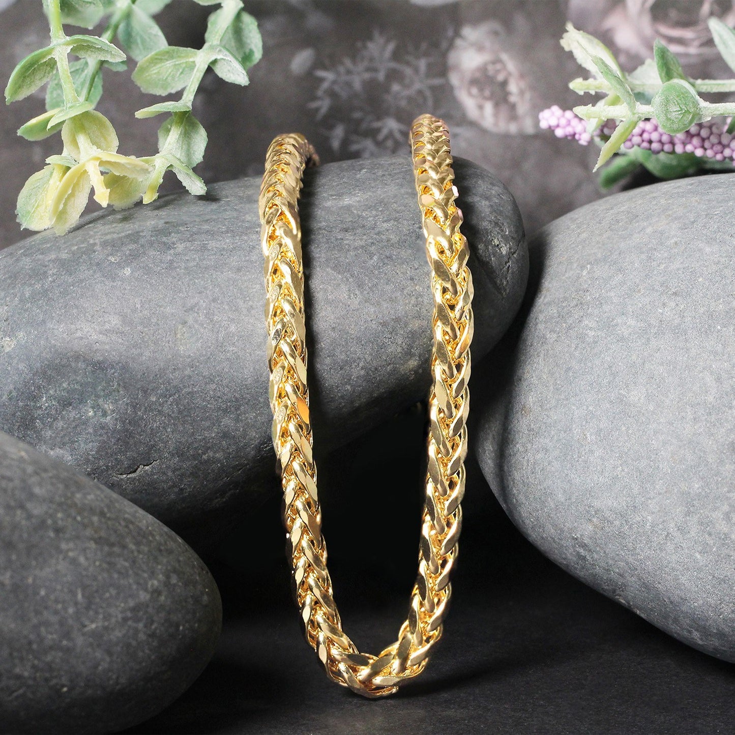 5.2mm 14k Yellow Gold Diamond Cut Round Franco Chain