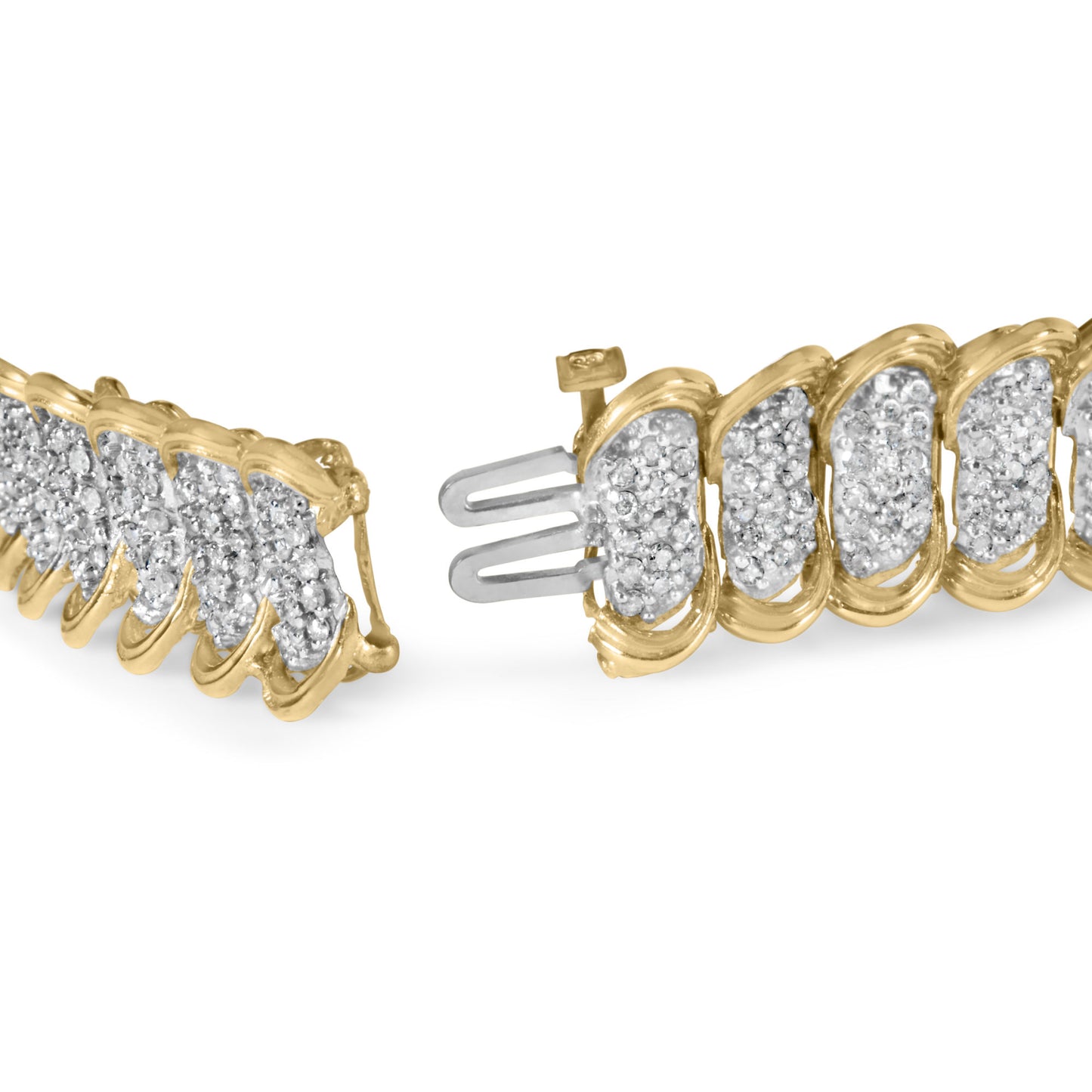 10K Yellow Gold 4.00 Cttw Pave Diamond Classic Link 7" Bracelet (I-J Color, I2-I3 Clarity)