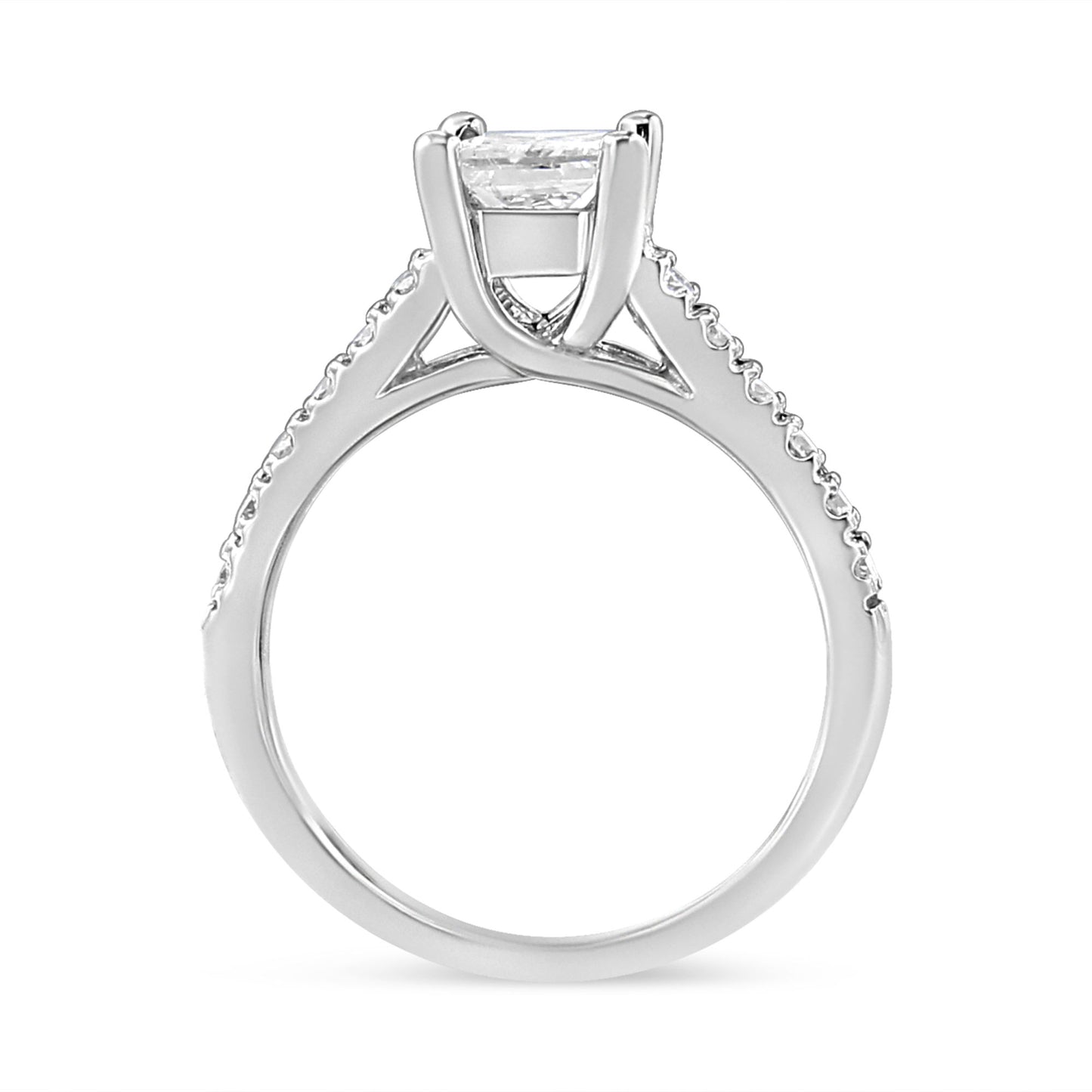 14K White Gold 1 1/5 Cttw 4-Prong Set Princess Diamond Classic Engagement Ring (I1-I2 Color, H-I Clarity) Ring