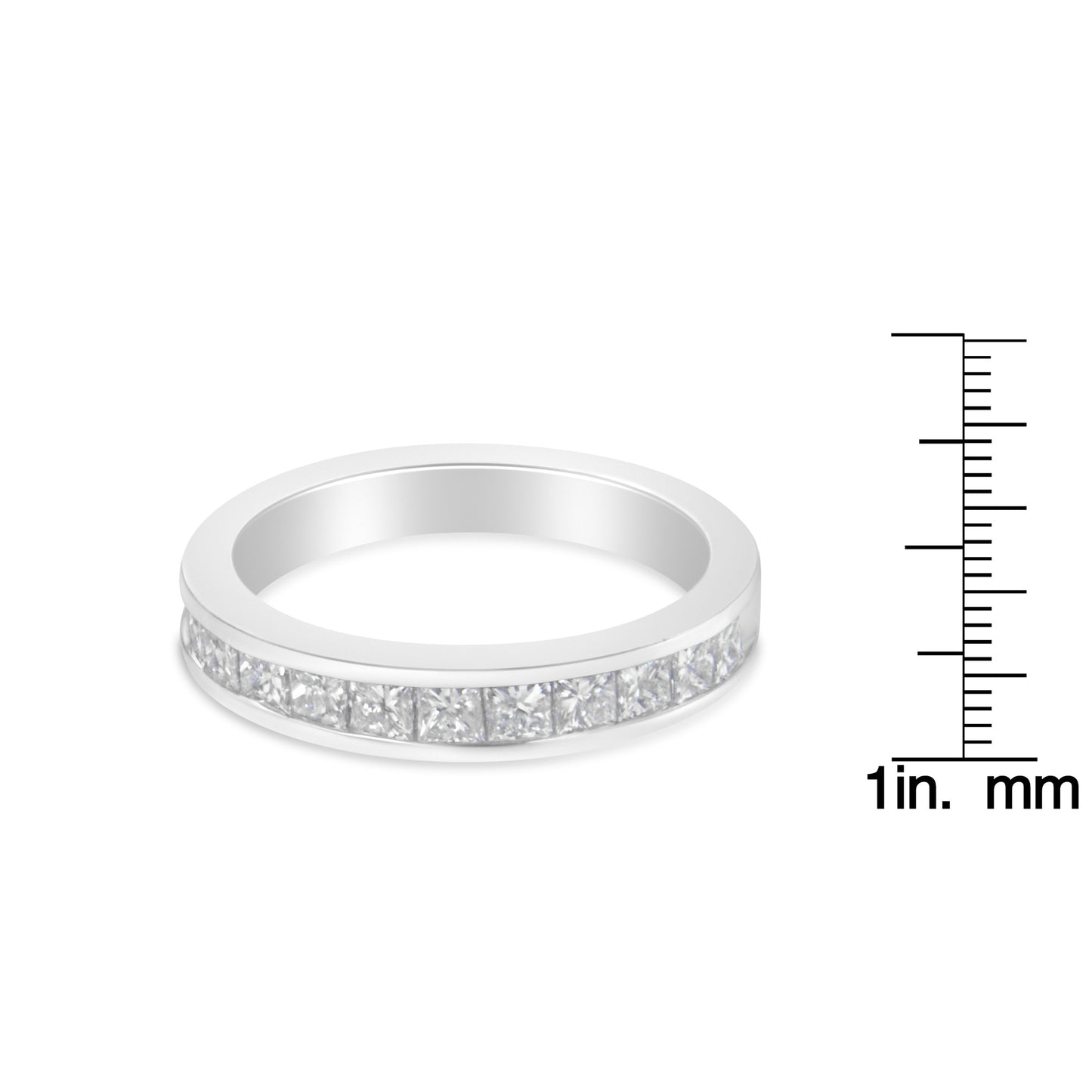 Women's 18K White Gold Princess Cut Diamond Band Ring (1 Cttw, G-H Color, SI1-SI2 Clarity)