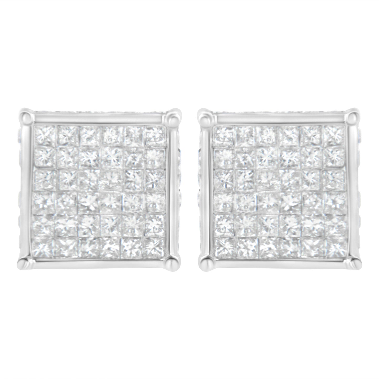 10K White Gold 2ct TDW Princess-Cut Composite Diamond Stud Earring (I-J ,I2-I3)