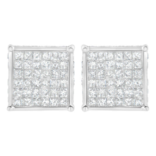 10K White Gold 2ct TDW Princess-Cut Composite Diamond Stud Earring (I-J ,I2-I3)