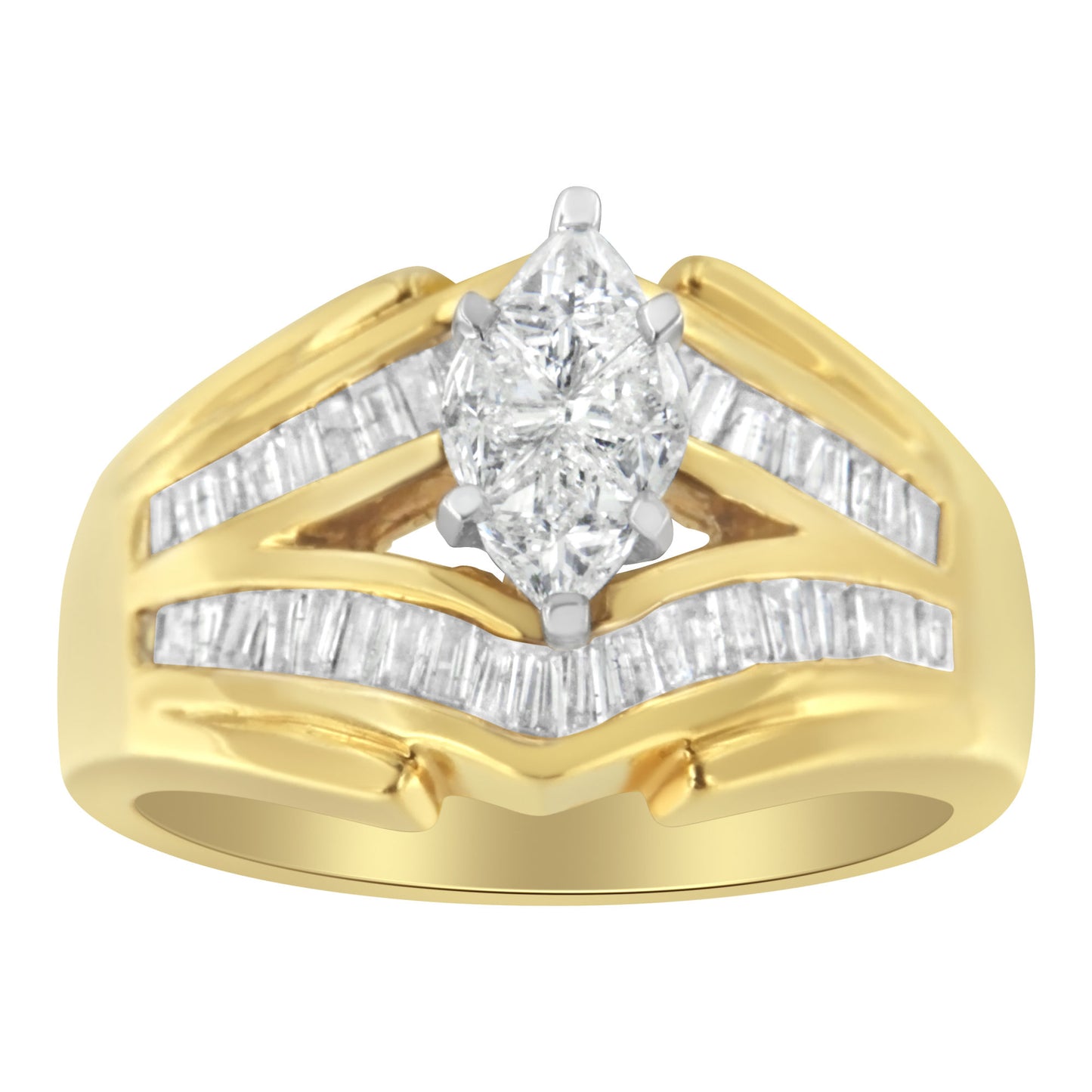 14KT Two-Toned Gold Diamond Cocktail Ring (1 cttw, H-I Color, SI1-SI2 Clarity)