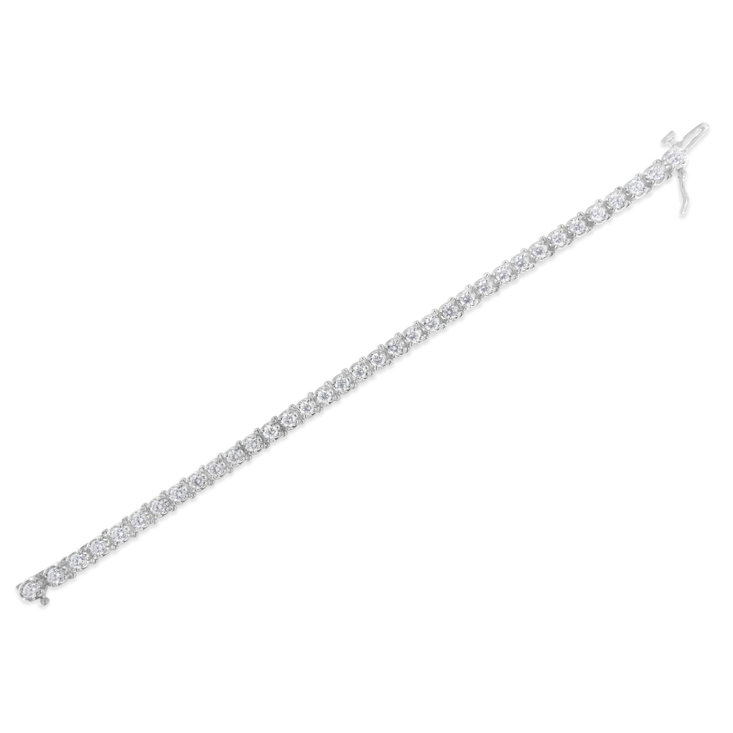 IGI Certified 7.0 Cttw Round-Brilliant Diamond 14K White Gold 7' Hinged Tennis Bracelet (H-I Color, I1-I2 Clarity)