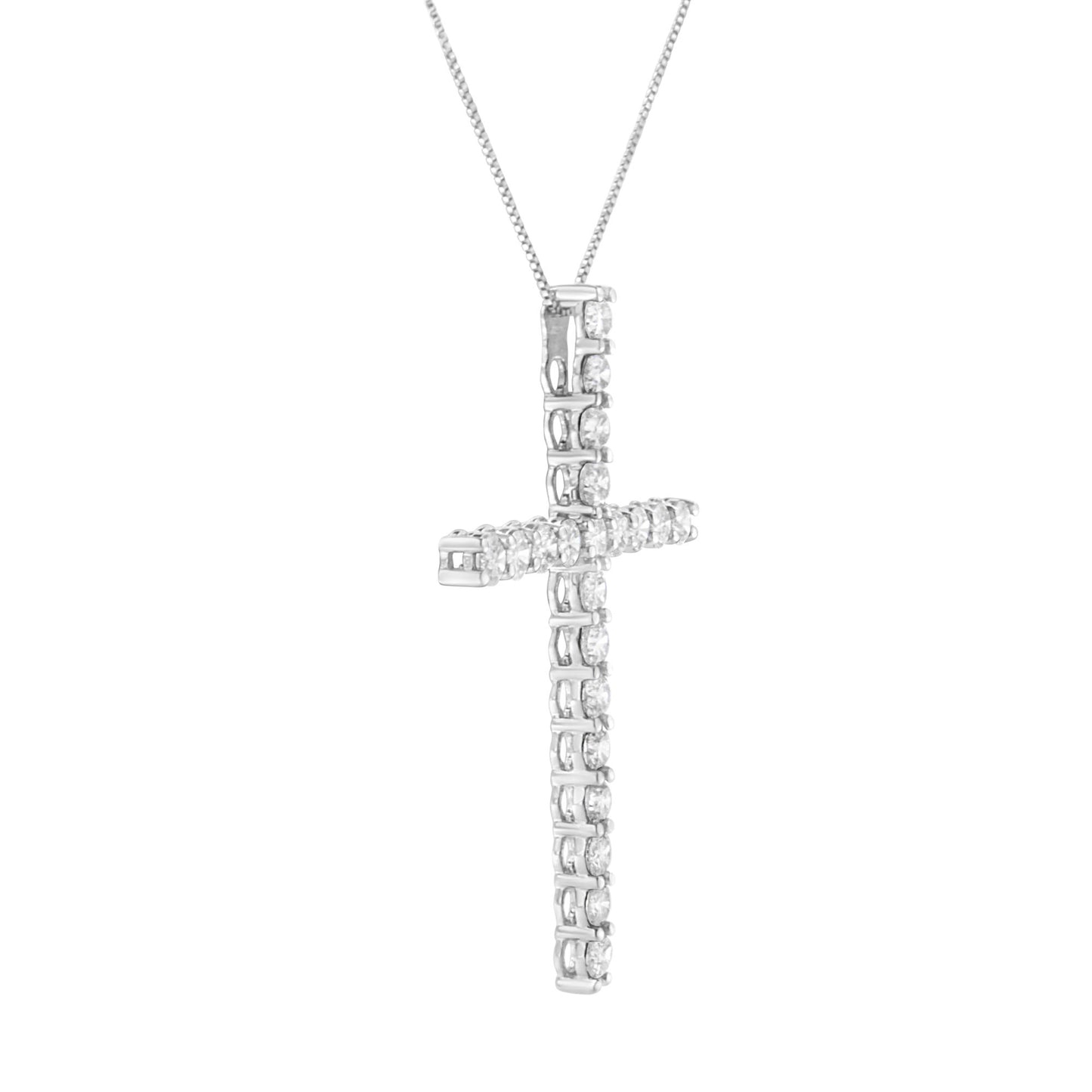 womens diamond cross pendant necklace sterling silver