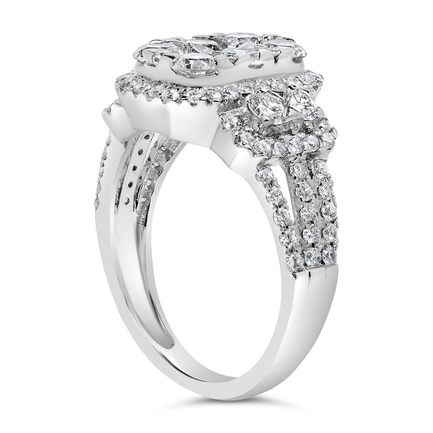 14K White Gold 2 1/4 Cttw Diamond Cocktail Cluster Ring (G-H Color, SI2-I1 Clarity)