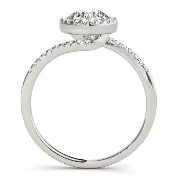 14k White Gold Halo Design Bypass Round Diamond Engagement Ring (5/8 cttw)