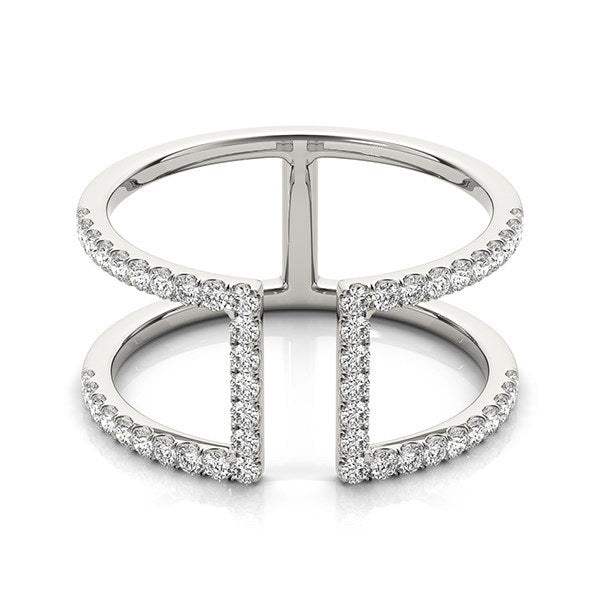 14k White Gold Modern Dual Band Style Diamond Ring (1/2 cttw)