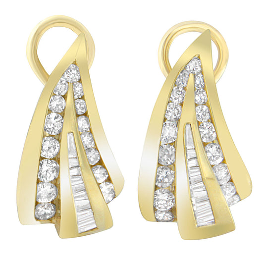 14K Yellow Gold 2 1/4 cttw Diamond Huggy Earrings (I-J, SI1-I2)