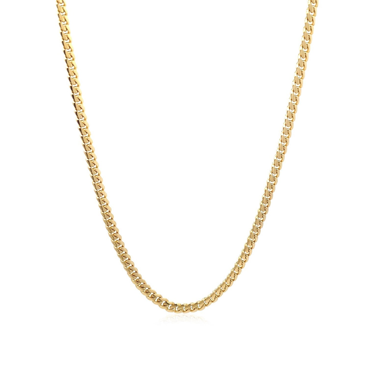 3.2mm 14k Yellow Gold Classic Solid Miami Cuban Chain