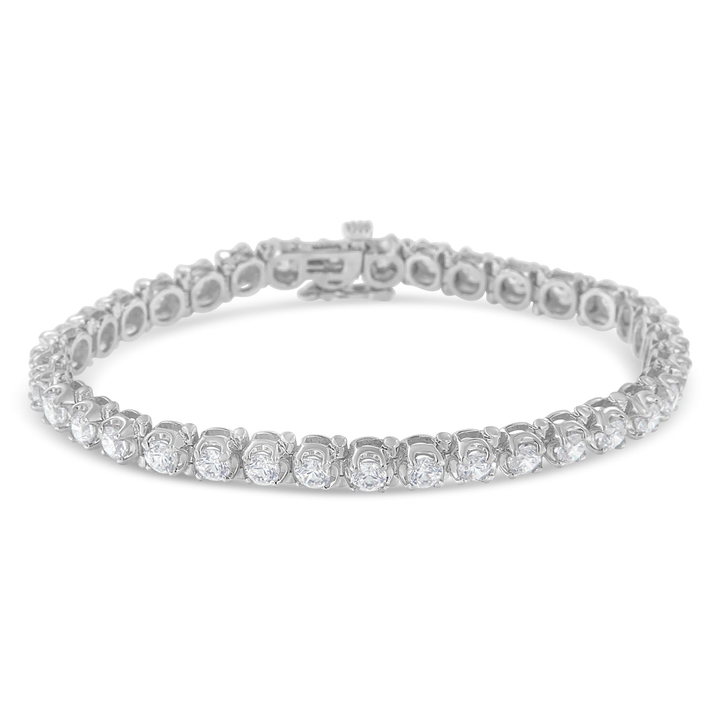 IGI Certified 7.0 Cttw Round-Brilliant Diamond 14K White Gold 7' Hinged Tennis Bracelet (H-I Color, I1-I2 Clarity)