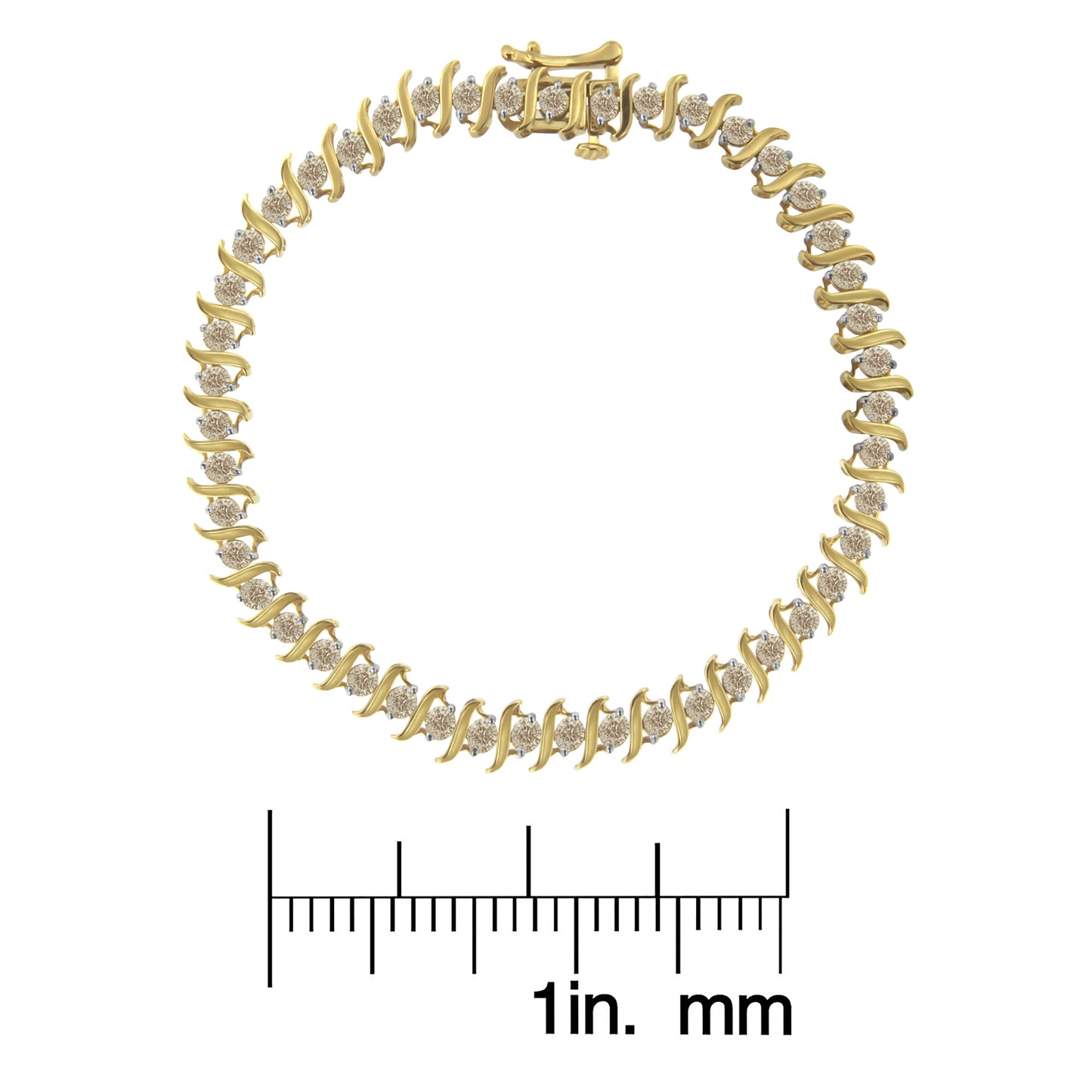 10KT Yellow Gold 3.0 Carat Diamond S-Link Bracelet (J-K Color, I2-I3 Clarity)