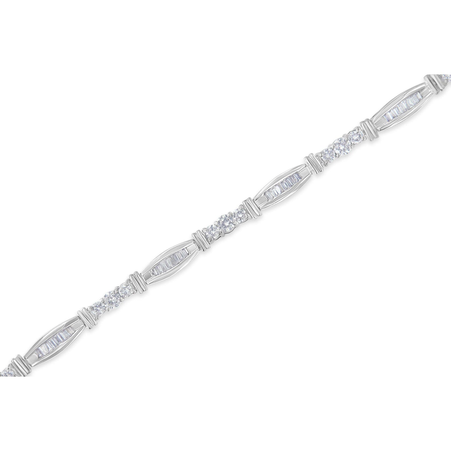 10K White Gold Geometric Pattern Diamond Tennis Bracelet (3 cttw, H-I Color, SI2-I1 Clarity)