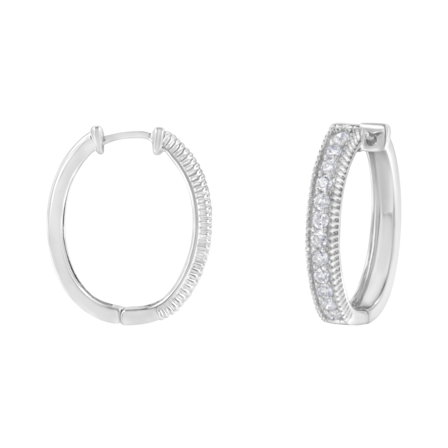 10KT White Gold Diamond Hoop Earring (1.00 cttw, H-I Color, I1-I2 Clarity)