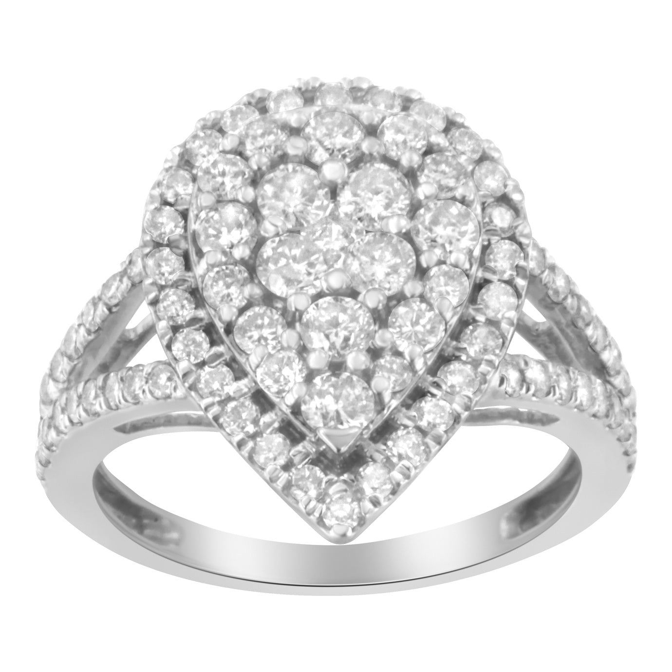 .925 Sterling Silver Diamond Cluster Ring (1 1/2 Cttw, H-I Color, I1-I2 Clarity)