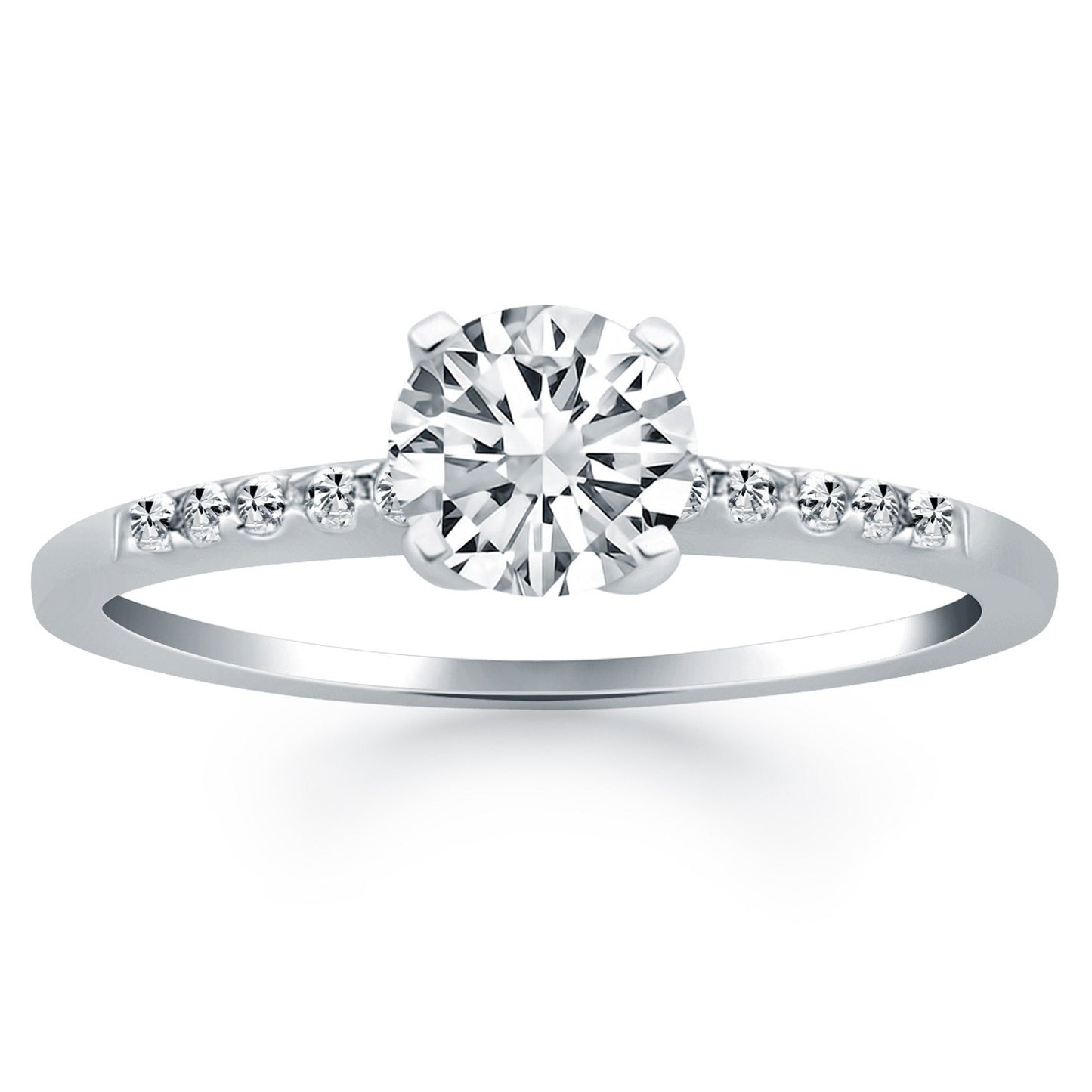 14k White Gold Engagement Ring with Diamond Band Design