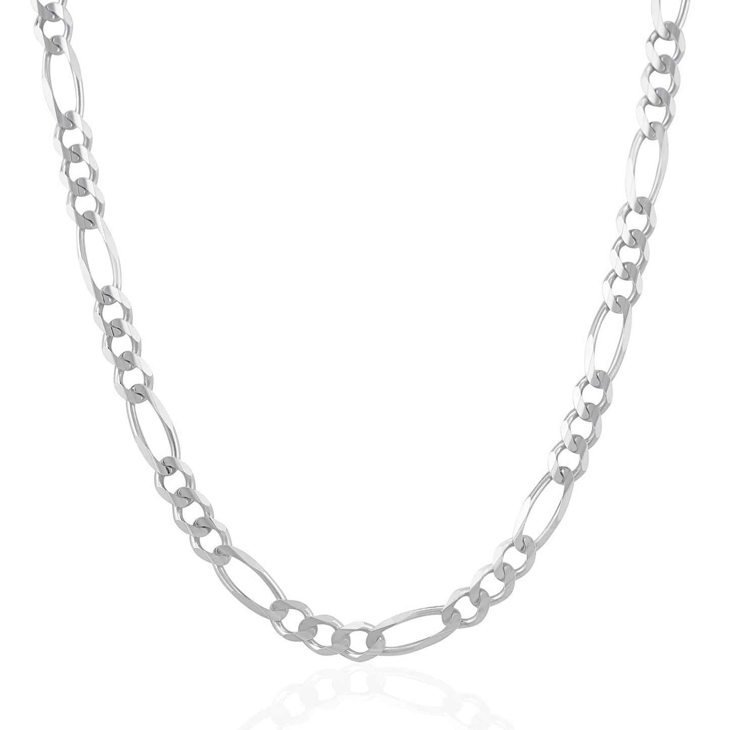 6.0mm 14k White Gold Solid Figaro Chain