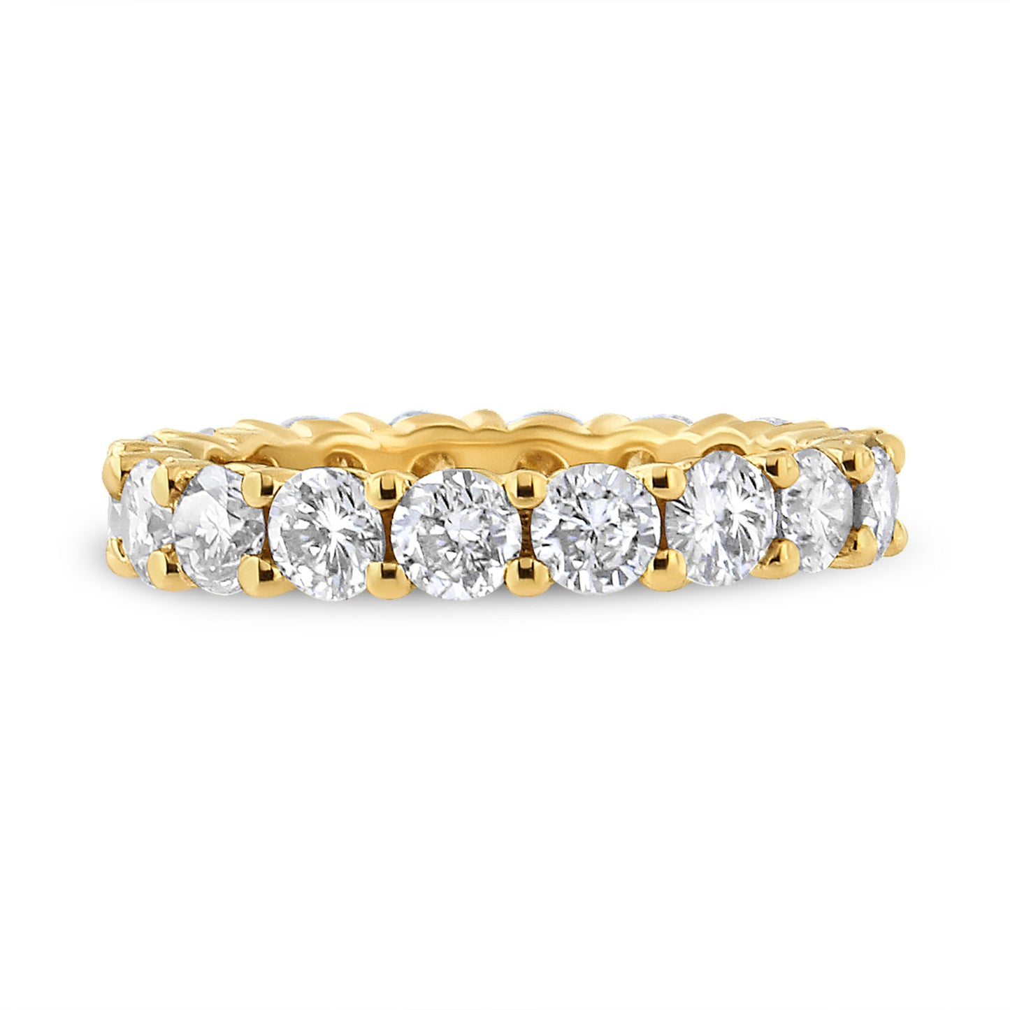 14K Yellow Gold 3.00 Cttw Shared Prong Set Round Cut Diamond Eternity Band (J-K Color, VS1-VS2 Clarity)